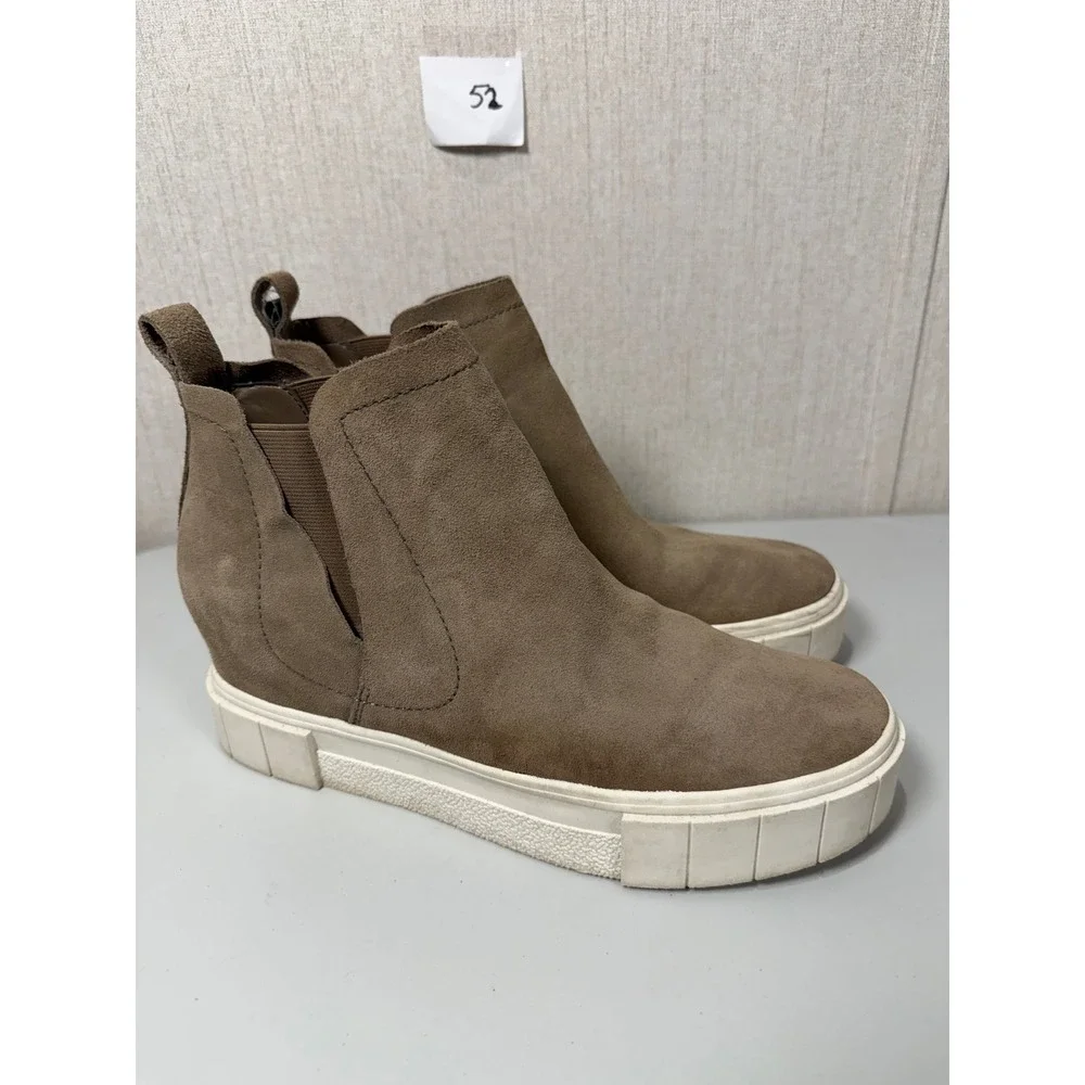 Dolce Vita Zabie Taupe Suede Hidden Wedge‎ Platform Sneakers Womens 9.5M